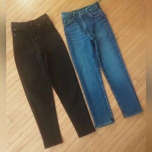 H&M bundle of 2 Tapered black & Straight blue Ankle Jeans, size 2